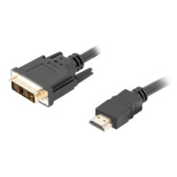 LANBERG HDMI (M) na DVI-D (M) (18 +1) kábel 1,8 m, čierny, single link, pozlátené konektory
