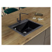 Sink Quality Ferrum, kuchynský granitový drez 565x510x205 mm + chrómový sifón, čierna škvrnitá-B