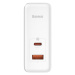 Baseus GaN5 Pre rýchlonabíjací adaptér USB-C + USB-A 100W biela