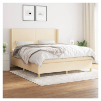 vidaXL Posteľný rám boxspring s matracom krémový 160x200 cm látka