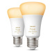 Philips HUE Bluetooth 2x žiarovka LED E27 A60 10W 1055lm 2700K + bridge