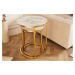 LuxD Sada okrúhlych odkladacích stolíkov Latrisha bielo-zlatá - vzor mramor