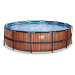Bazén s filtráciou Wood pool Exit Toys kruhový oceľová konštrukcia 488*122 cm hnedý od 6 rokov