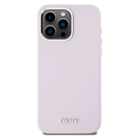 DKNY Liquid Silicone Silver Metal Logo MagSafe Apple iPhone 15 Pro Max DKHMP15XSMCHLP Pink