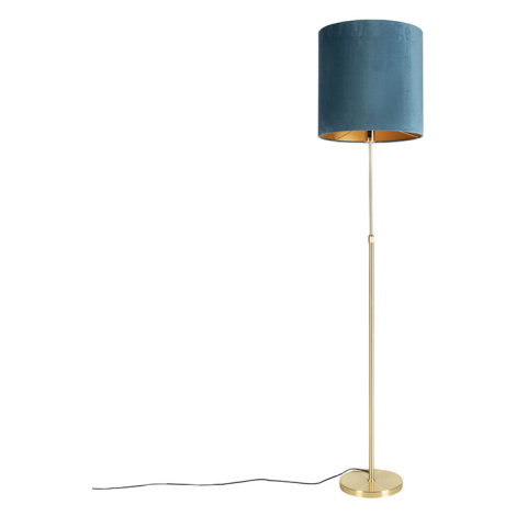 Podlahová lampa zlatá / mosadz s velúrovým odtieňom modrej 40/40 cm - Parte QAZQA