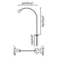 Cuca LED lampa so zemným hrotom, čierna, nerezová oceľ/sklo, výška 65 cm