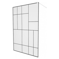 MEXEN/S - KIOTO Sprchová zástena WALK-IN 110 x 200, transparent/čierny vzor 8 mm, biela 800-110-