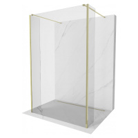 MEXEN/S - Kioto Sprchová zástena WALK-IN voľne stojaca 95 x 30 x 30 cm, transparent, zlatá 800-0