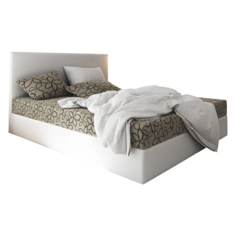 Expedo Čalúnená posteľ boxspring ELONA, 160x200, flowers 48/sioux biela