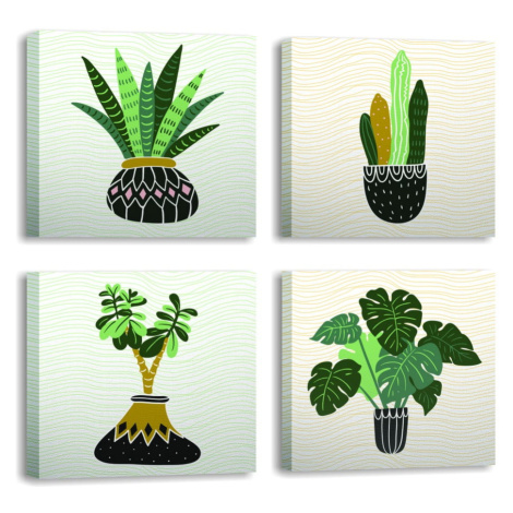 Obrazy v súprave 4 ks 30x30 cm Plants - Wallity