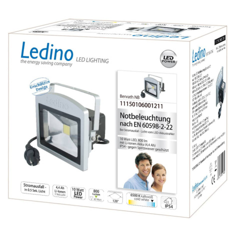 LED reflektor Benrath NB, núdzové osvetlenie s dobíjacou batériou Ledino