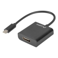 LANBERG USB-C(M) 3.1 na HDMI(F) adaptér kábel 15CM (Displayport ALT MODE) čierny