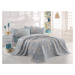 Bavlněný přehoz přes postel na dvoulůžko s povlaky na polštáře a prostěradlem Pures modrý