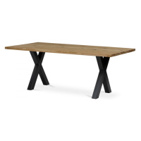 AUTRONIC DS-X200 DUB Stůl jídelní, 200x100x75 cm,masiv dub, kovová noha ve tvaru písmene
