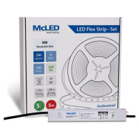 McLED  LED páska - sada 5 m, 240 LED/m, NW, 6 W/m, DC 24V, 520 lm/m, CRI90, IP67, 10 mm, vodič 3