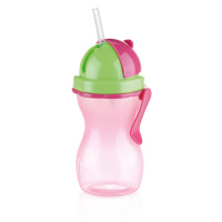 Detská fľaša so slamkou BAMBINI 300 ml, zelená, ružová