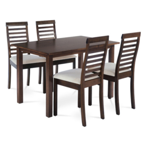 Jedálenský set so 4 stoličkami Autronic 120x75 cm hnedý masív AUT-4000 WAL