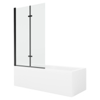 MEXEN/S - Cubik obdĺžniková vaňa 150 x 70 cm s panelom + vaňová zástena 100 cm, transparent, čie