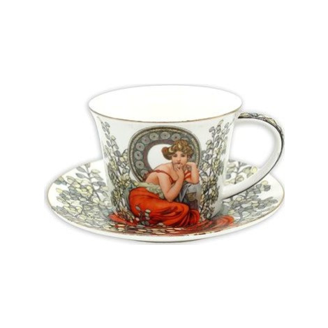 Home Elements Porcelánový hrnček 250 ml s tanierikom, Mucha svetlý