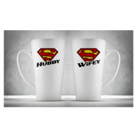 Hrnčeky pre páry - Super Wifey & Hubby, 2ks x 450ml