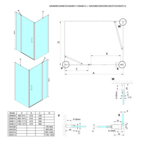 GELCO - LORO obdĺžniková sprchová zástena 1100x900  GN4611-04