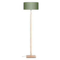 Stojacia lampa so zeleným tienidlom a konštrukciou z bambusu Good&Mojo Fuji