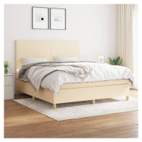 vidaXL Posteľný rám boxspring s matracom krémový 180x200 cm látka