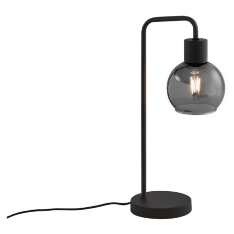 Stolná lampa Art Deco čierna s dymovým sklom - Vidro QAZQA