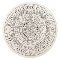 Kusový koberec Twin-Wendeteppiche 103101 creme schwarz kruh – na ven i na doma - 140x140 (průměr