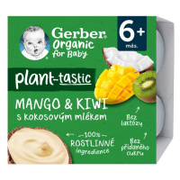 GERBER Organic 100% Dezert rastlinný mango a kiwi s kokosovým mliekom (4x 90 g)​