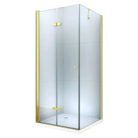 MEXEN/S - Lima sprchovací kút zalamovací 80x100, sklo transparent, zlatá + vanička 856-080-100-5