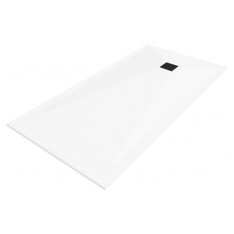 MEXEN/S - Stone+ obdĺžniková sprchová vanička 160 x 100, biela, mriežka čierna 44101016-B