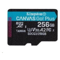 Kingston MicroSDXC karta 256GB Canvas Go! Plus, R:170/W:90MB/s, Class 10, UHS-I, U3, V30, A2