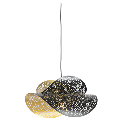 Orientálna závesná lampa čierna so zlatou 28 cm - Japke QAZQA