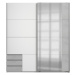 Sconto Šatníková skriňa so zrkadlom ERICA sivá/biela, šírka 179 cm