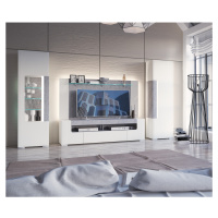 Sconto TV komoda CANTERO biela vysoký lesk/betón, šírka 190 cm