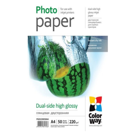 COLORWAY fotopapier/ dual-side high glossy 220g/m2, A4/ 50 kusov