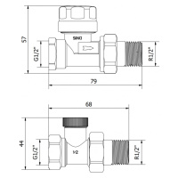 Mexen Uni-Term, priamy radiátorový ventil, chrómová, W902-000-01