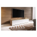 Expedo TV stolík MENDES D 180, 180x30x32, beton/biela lesk + LED