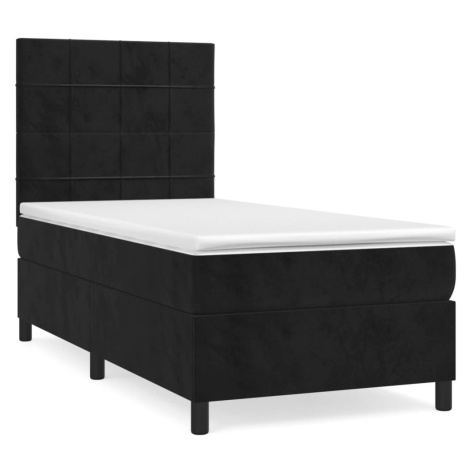 vidaXL Posteľný rám boxspring s matracom čierny 90x190 cm zamat
