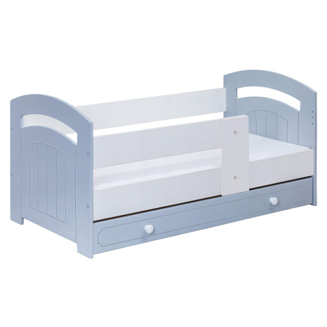 Detská posteľ so zábranou a šuflíkom Gucio - sivá
