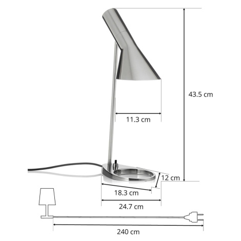 Louis Poulsen AJ Mini stolná lampa ušľachtilá oceľ