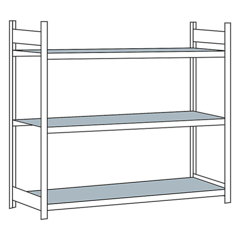 Regál s veľkým rozpätím, s oceľovou policou, výška 2000 mm SCHULTE