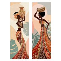 Signes Grimalt  Africká Žena Maľba 2 Jednotky  Obrazy, plátna Čierna