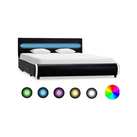 Rám postele s LED svetlom čierny umelá koža 140 × 200 cm SHUMEE