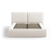 Béžová čalúnená dvojlôžková posteľ s úložným priestorom a roštom 140x200 cm Arendal – Cosmopolit