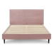 Ružová menčestrová dvojlôžková posteľ Bobochic Paris Anja Dark, 160 x 200 cm