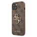 Plastové puzdro Guess na Apple iPhone 13 GUHCP13M4GMGBR 4G Metal Logo hnedé