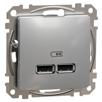 Dvojitá USB A+A nabíjacka 2.1A, Aluminium, Sedna Design (Schneider)