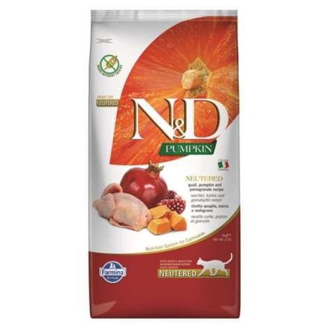 Farmina N&D cat PUMPKIN (GF) adult, neutered, quail & pomegranate granule pre mačky 5kg